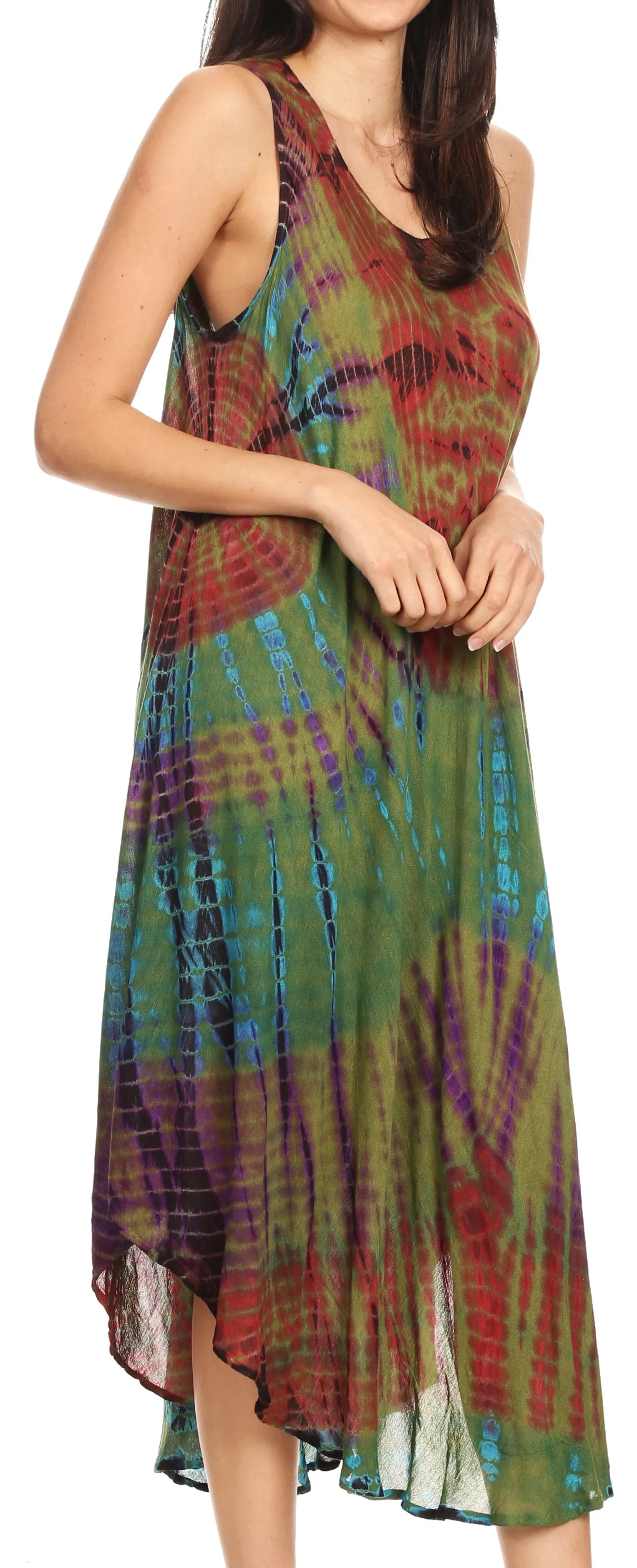 Sakkas Neja Women's Casual Maxi Summer Sleeveless Loose Fit Tie Dye Tank Dress