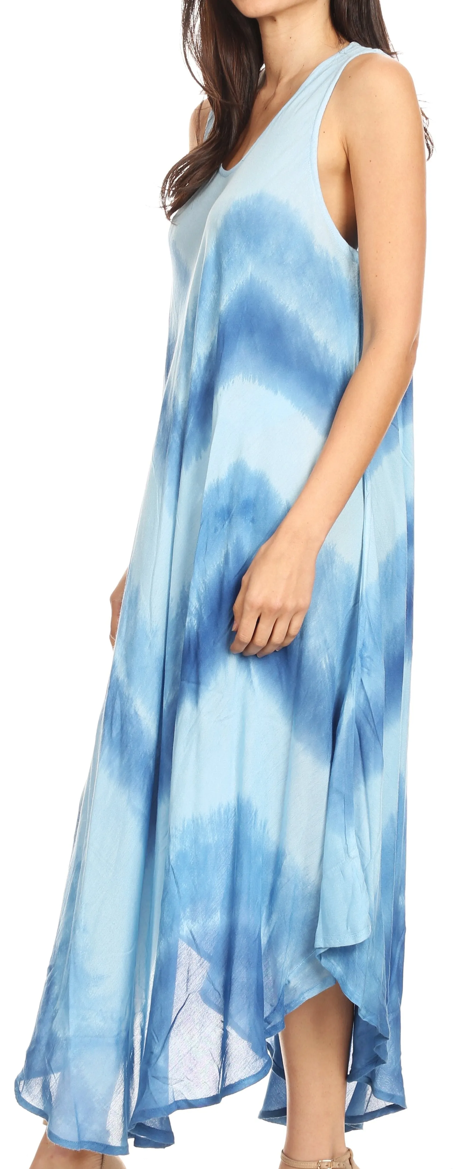 Sakkas Neja Women's Casual Maxi Summer Sleeveless Loose Fit Tie Dye Tank Dress