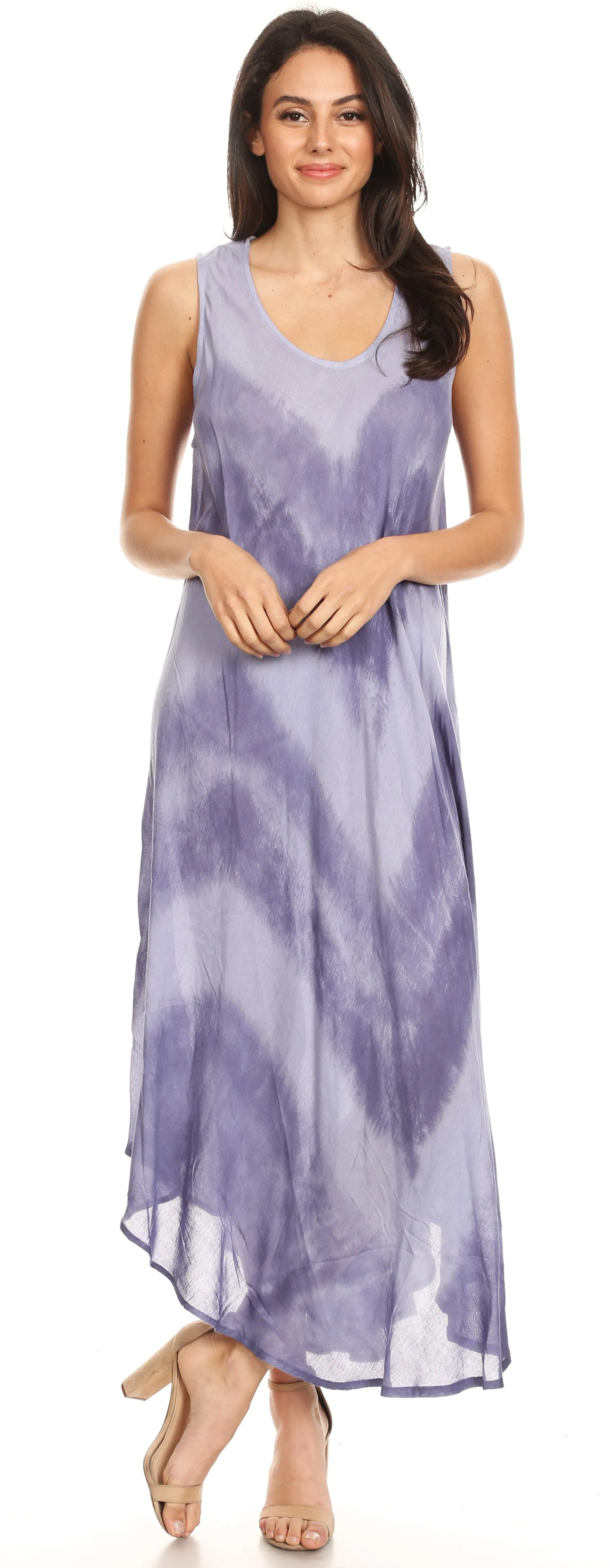 Sakkas Neja Women's Casual Maxi Summer Sleeveless Loose Fit Tie Dye Tank Dress