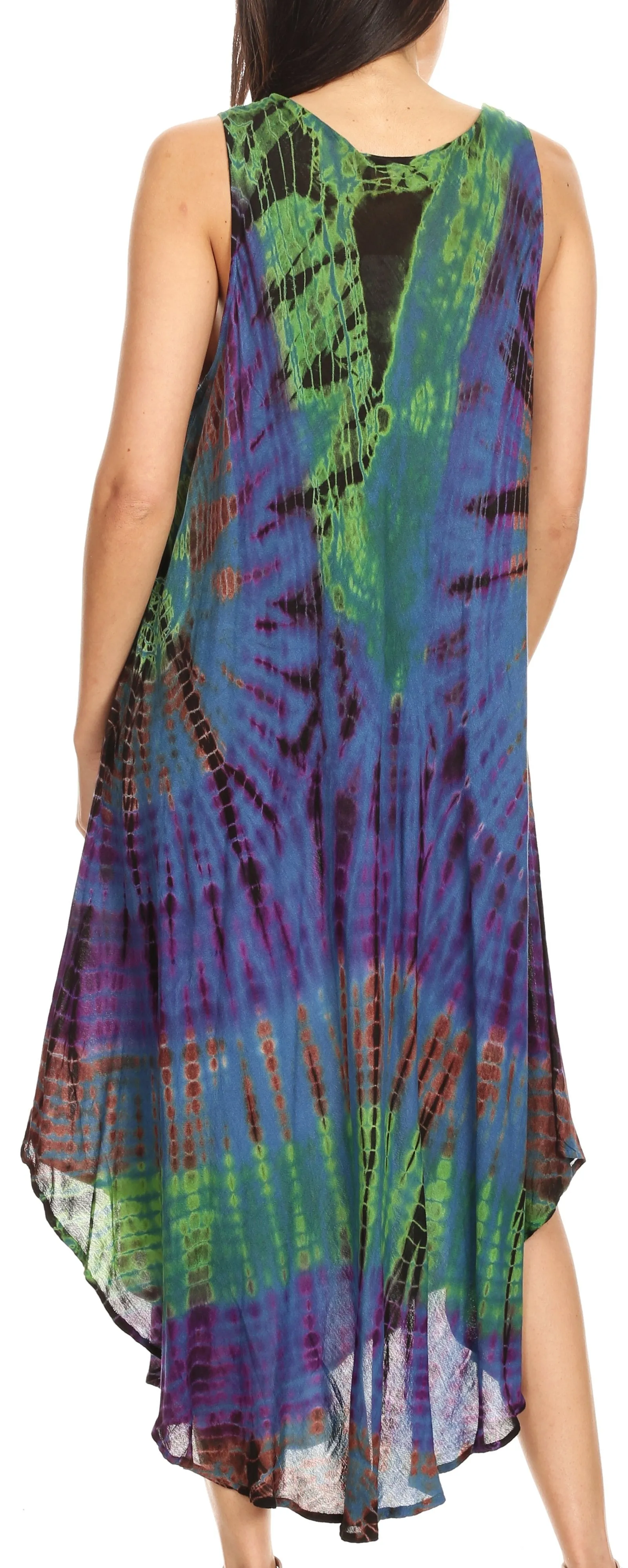 Sakkas Neja Women's Casual Maxi Summer Sleeveless Loose Fit Tie Dye Tank Dress