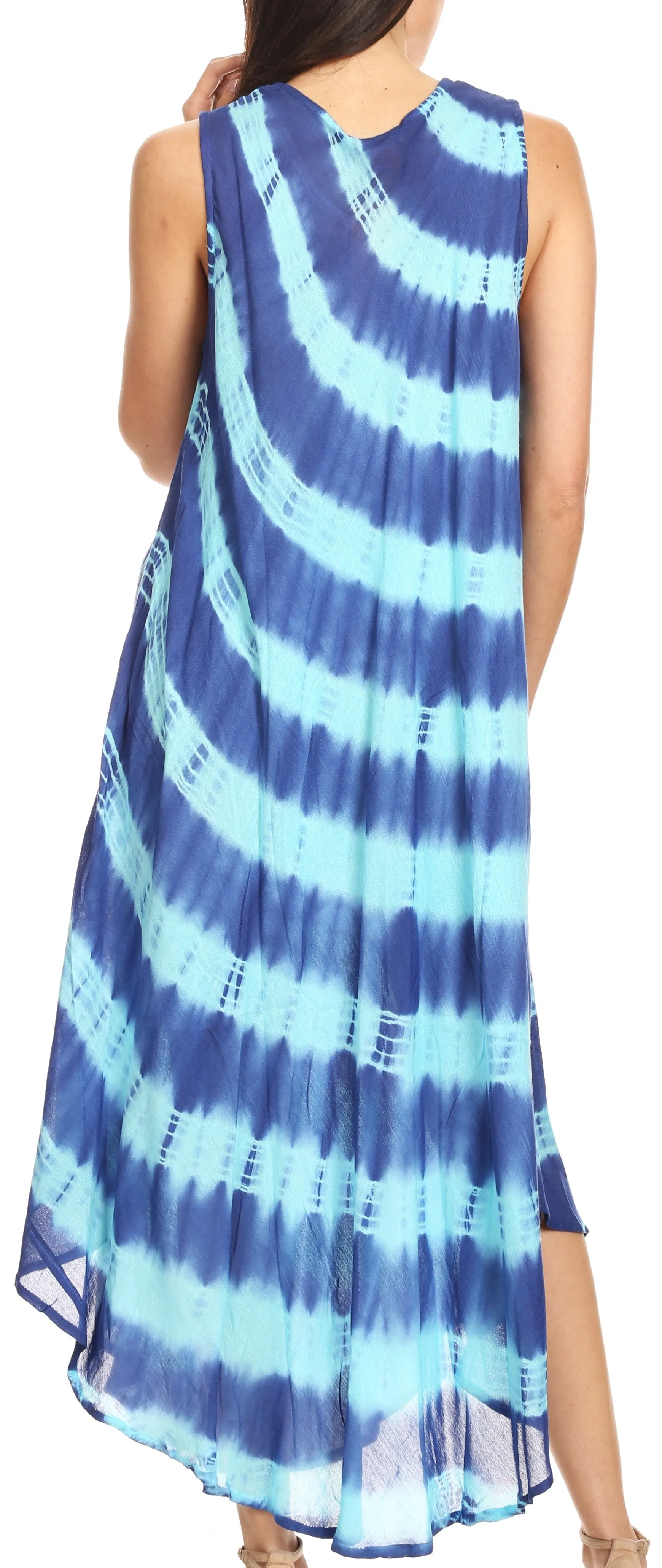 Sakkas Neja Women's Casual Maxi Summer Sleeveless Loose Fit Tie Dye Tank Dress