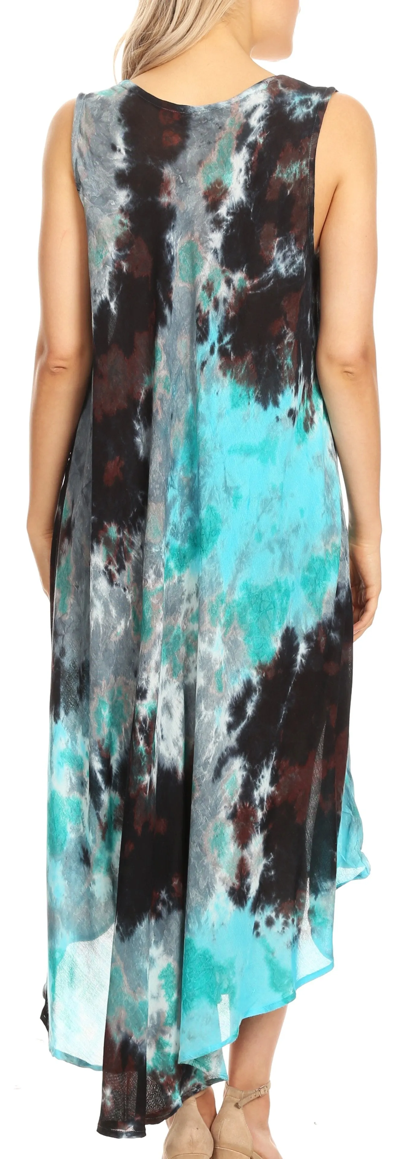 Sakkas Neja Women's Casual Maxi Summer Sleeveless Loose Fit Tie Dye Tank Dress