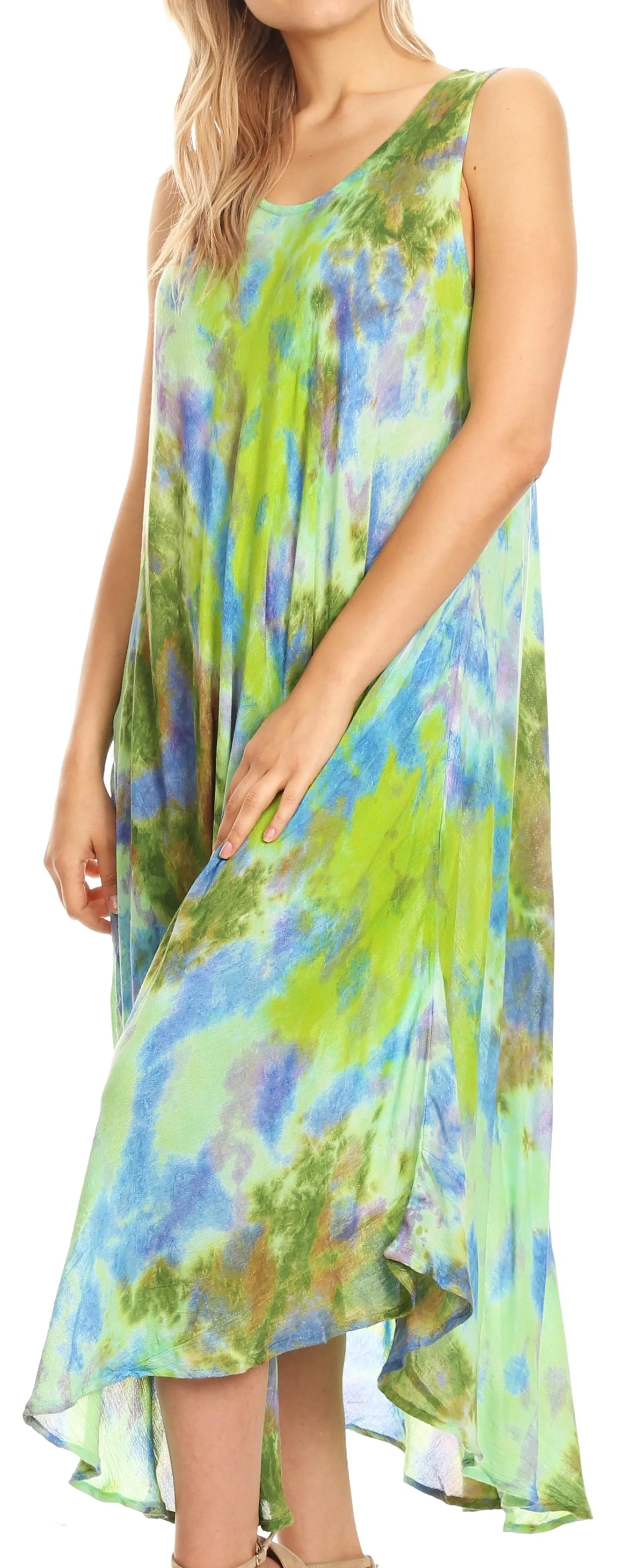 Sakkas Neja Women's Casual Maxi Summer Sleeveless Loose Fit Tie Dye Tank Dress