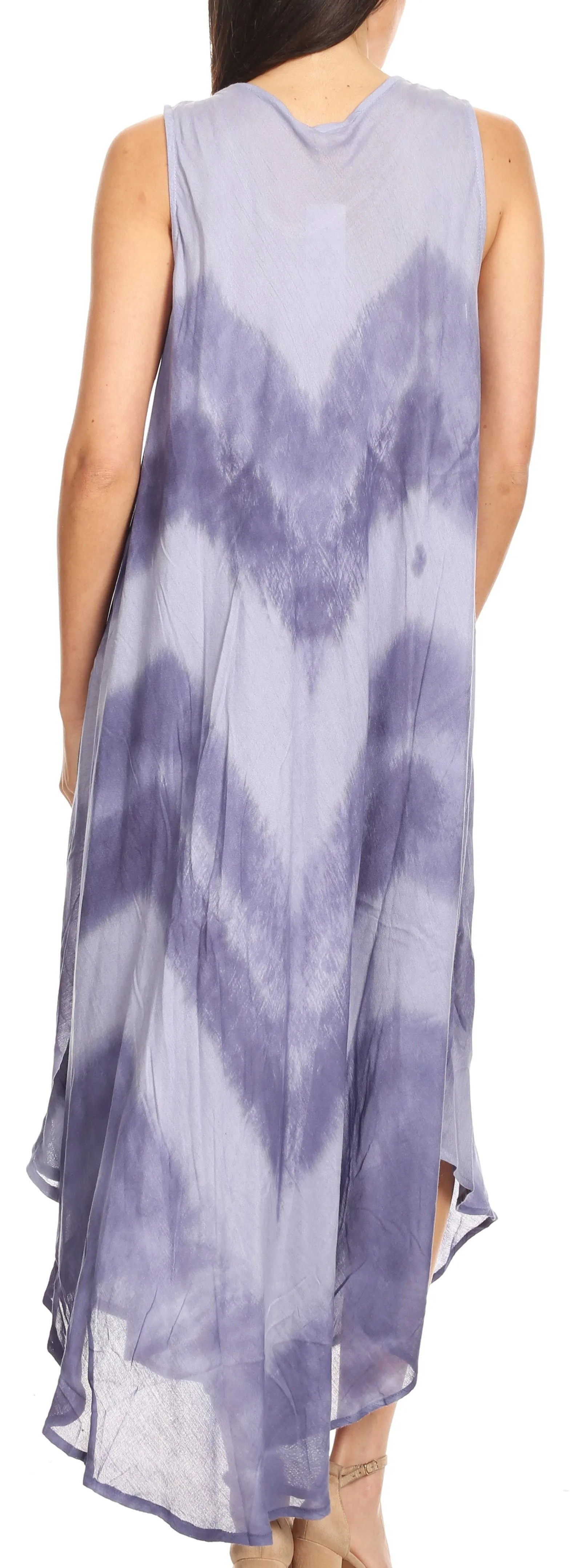 Sakkas Neja Women's Casual Maxi Summer Sleeveless Loose Fit Tie Dye Tank Dress