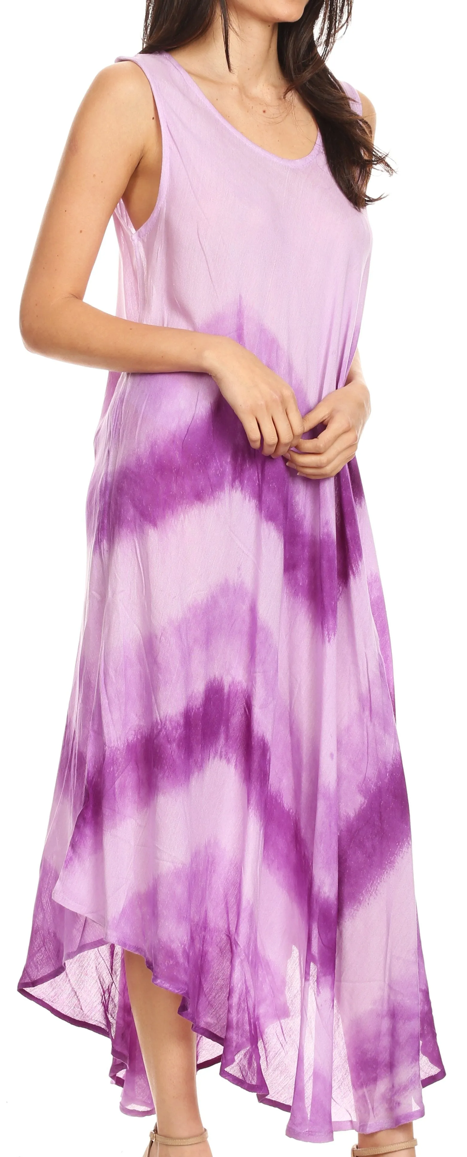 Sakkas Neja Women's Casual Maxi Summer Sleeveless Loose Fit Tie Dye Tank Dress