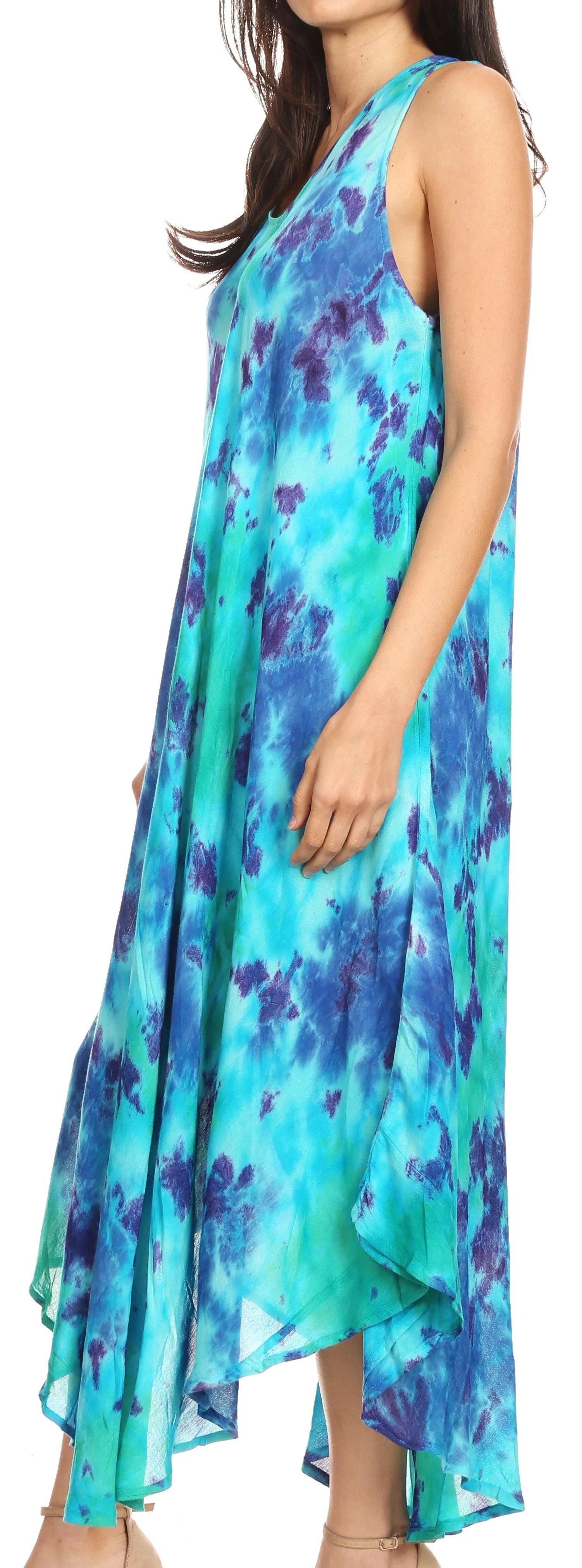 Sakkas Neja Women's Casual Maxi Summer Sleeveless Loose Fit Tie Dye Tank Dress