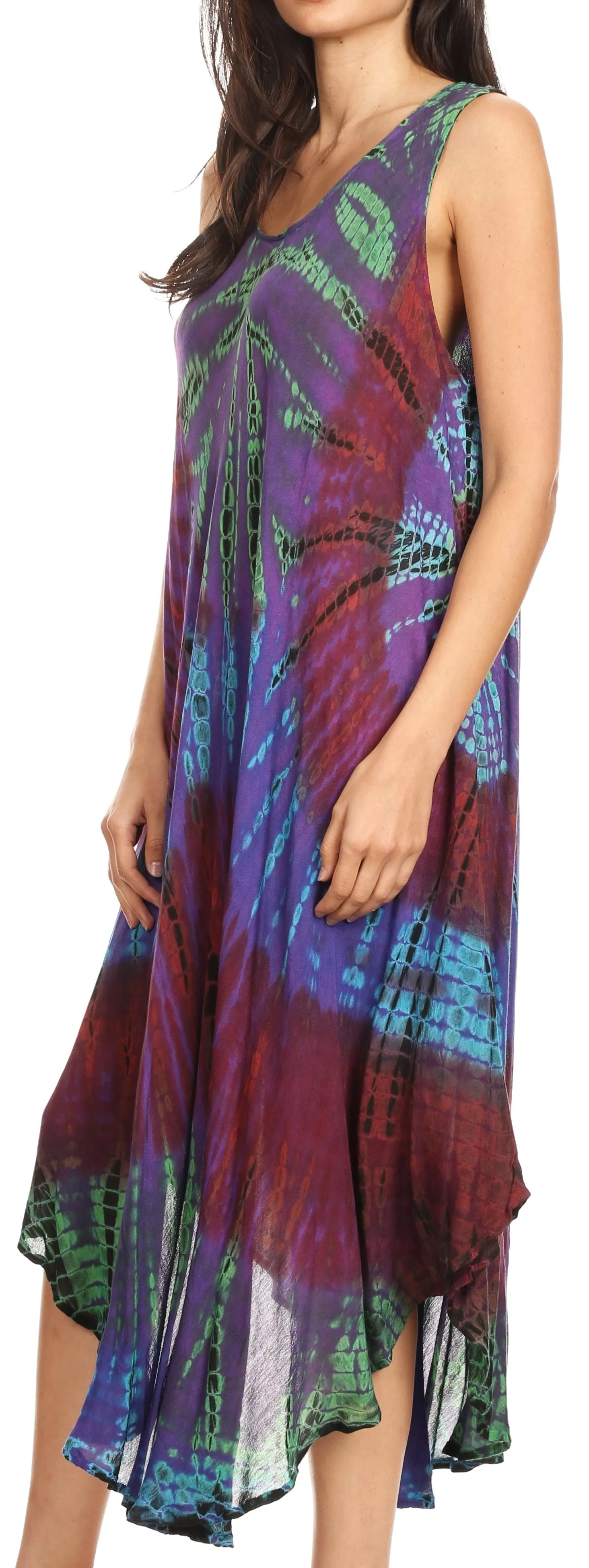 Sakkas Neja Women's Casual Maxi Summer Sleeveless Loose Fit Tie Dye Tank Dress