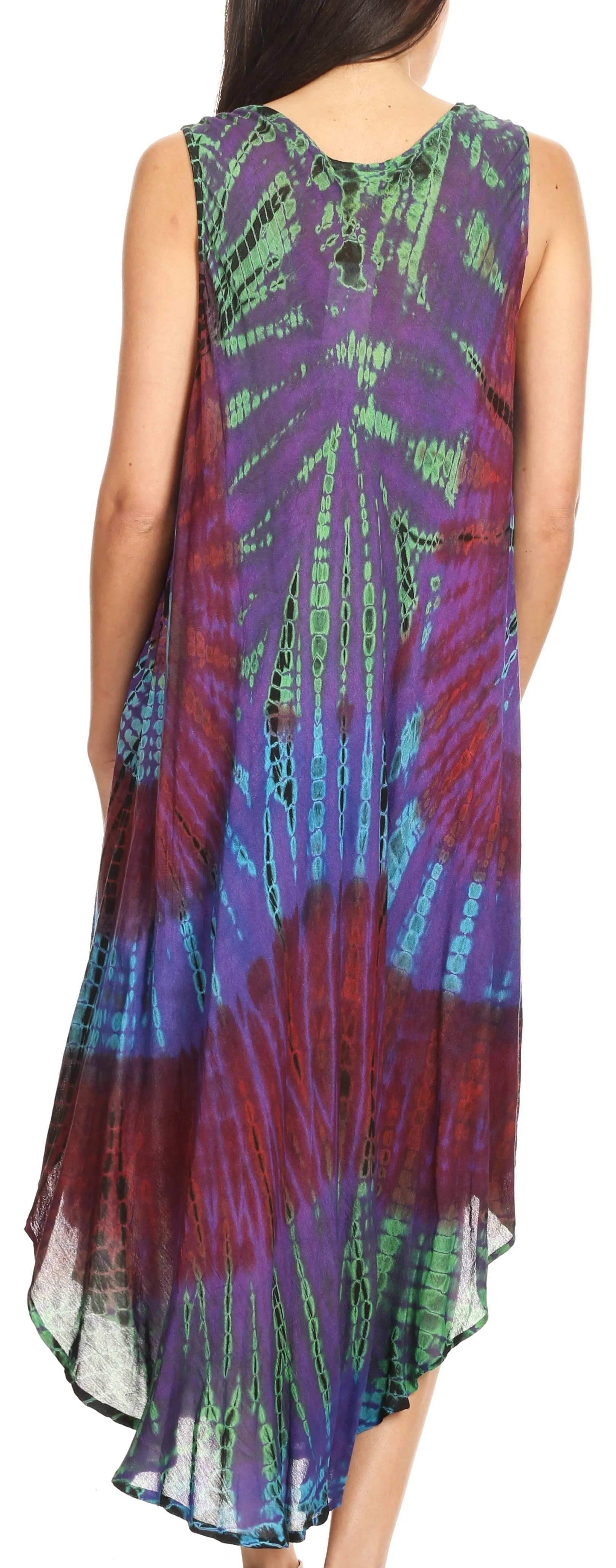 Sakkas Neja Women's Casual Maxi Summer Sleeveless Loose Fit Tie Dye Tank Dress