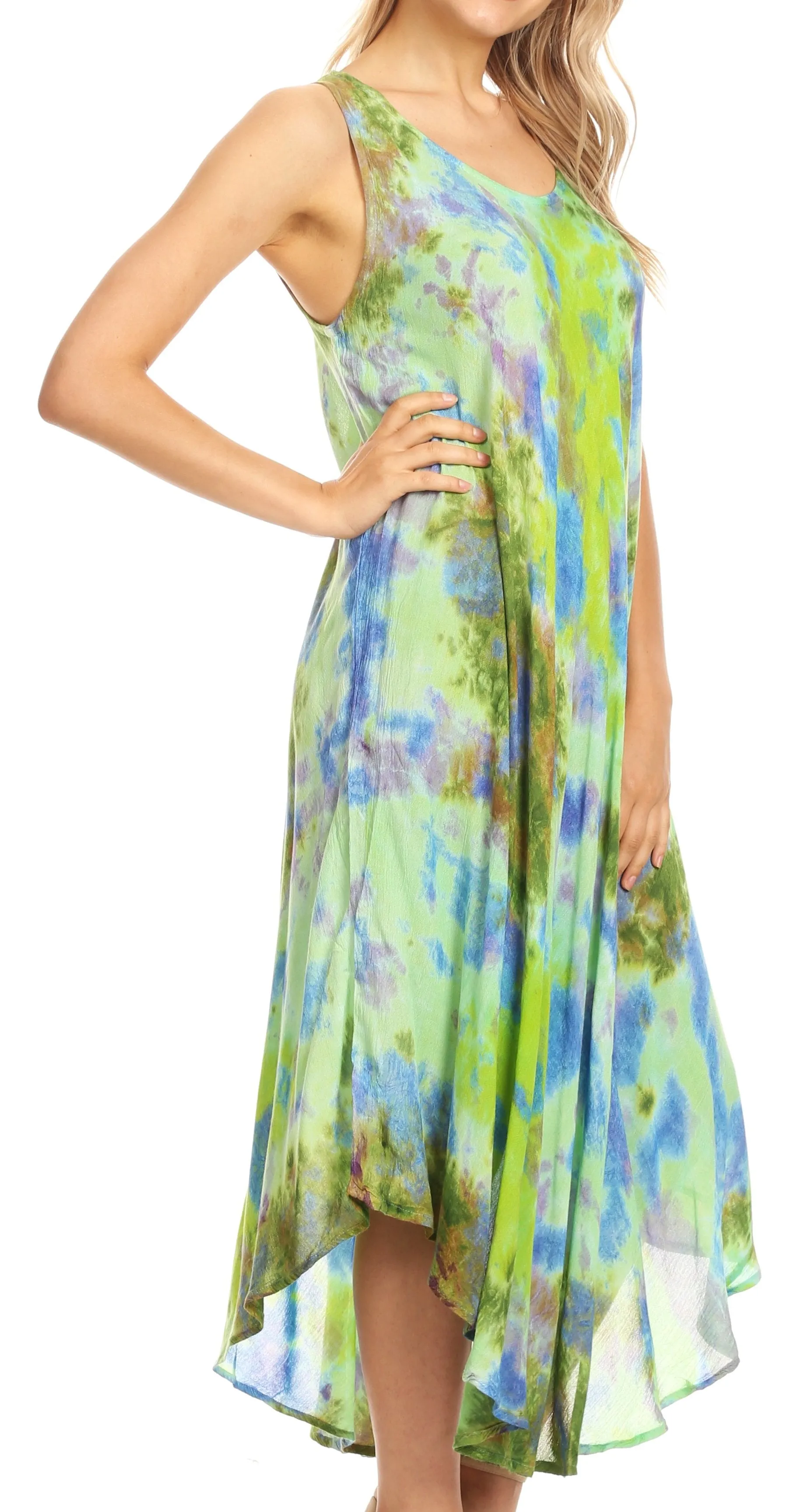 Sakkas Neja Women's Casual Maxi Summer Sleeveless Loose Fit Tie Dye Tank Dress