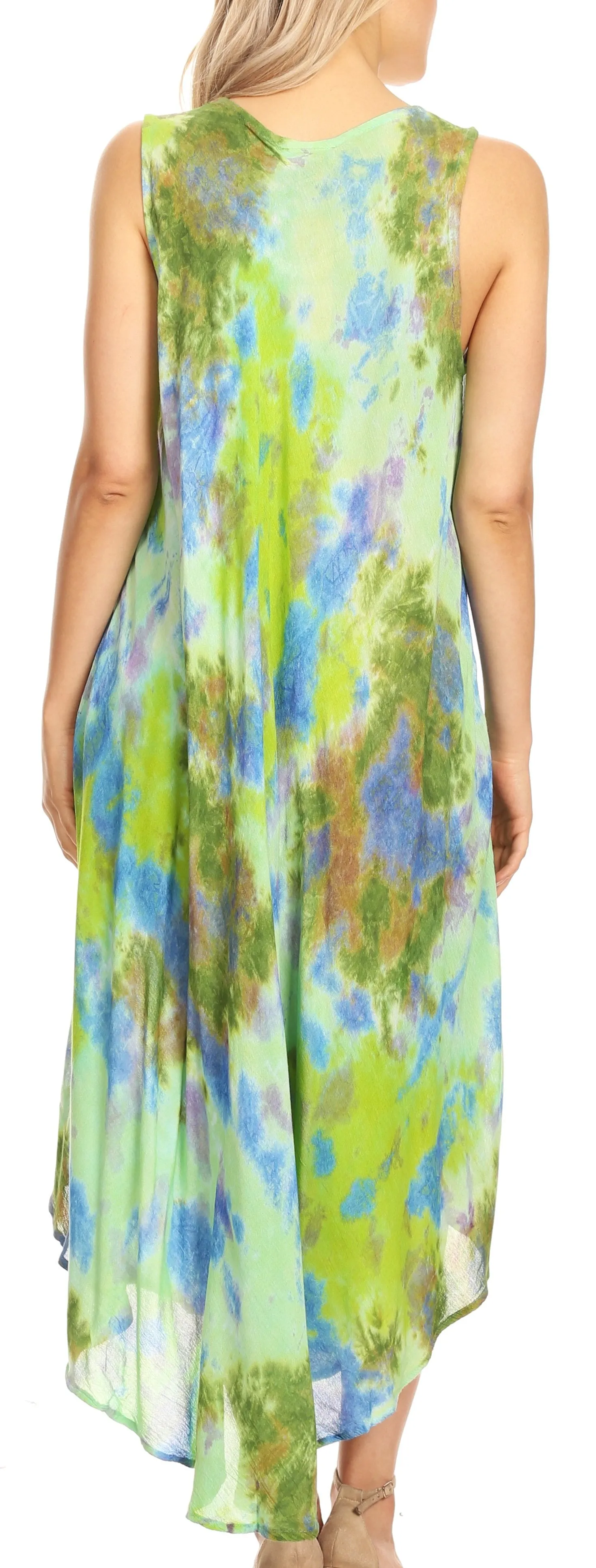 Sakkas Neja Women's Casual Maxi Summer Sleeveless Loose Fit Tie Dye Tank Dress