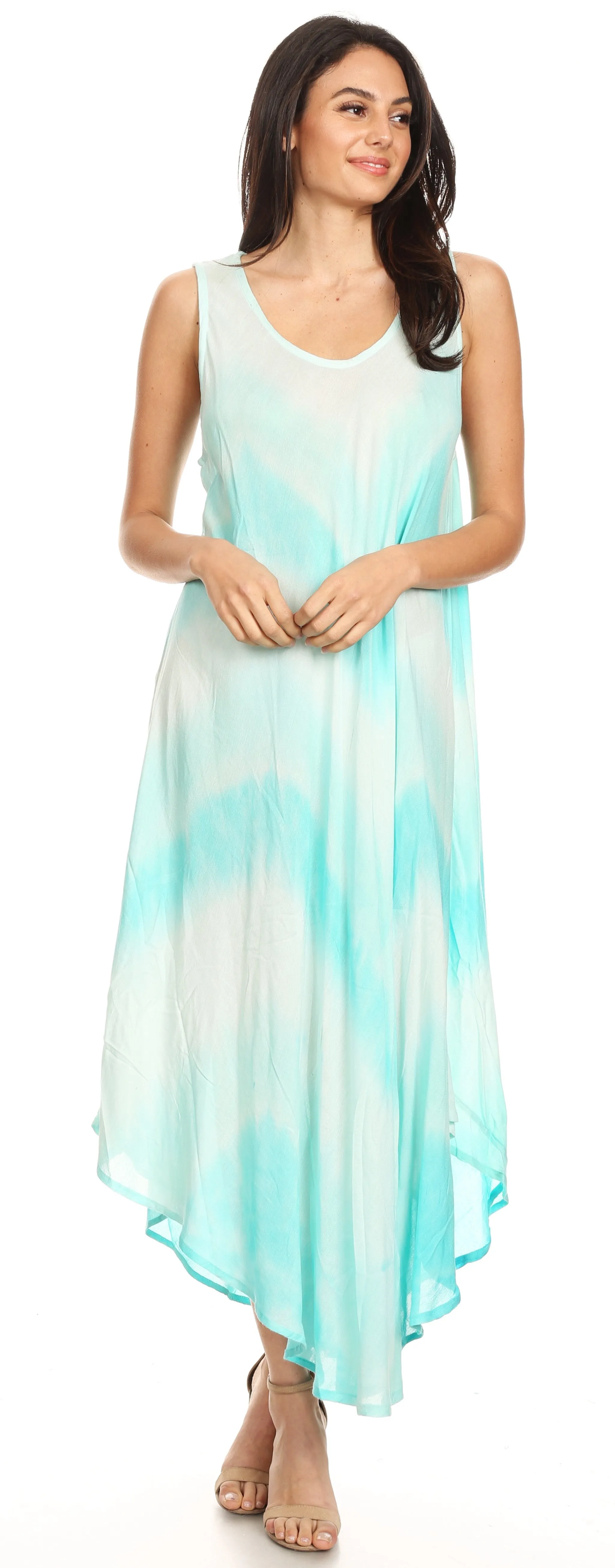 Sakkas Neja Women's Casual Maxi Summer Sleeveless Loose Fit Tie Dye Tank Dress