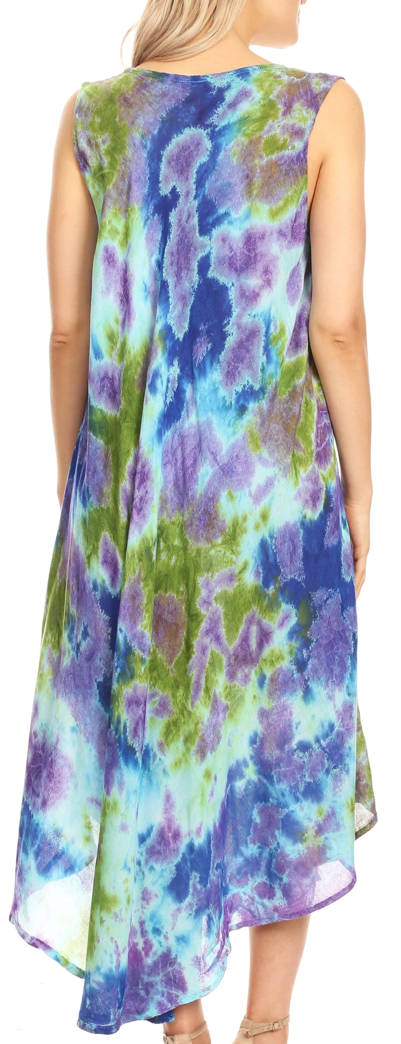 Sakkas Neja Women's Casual Maxi Summer Sleeveless Loose Fit Tie Dye Tank Dress