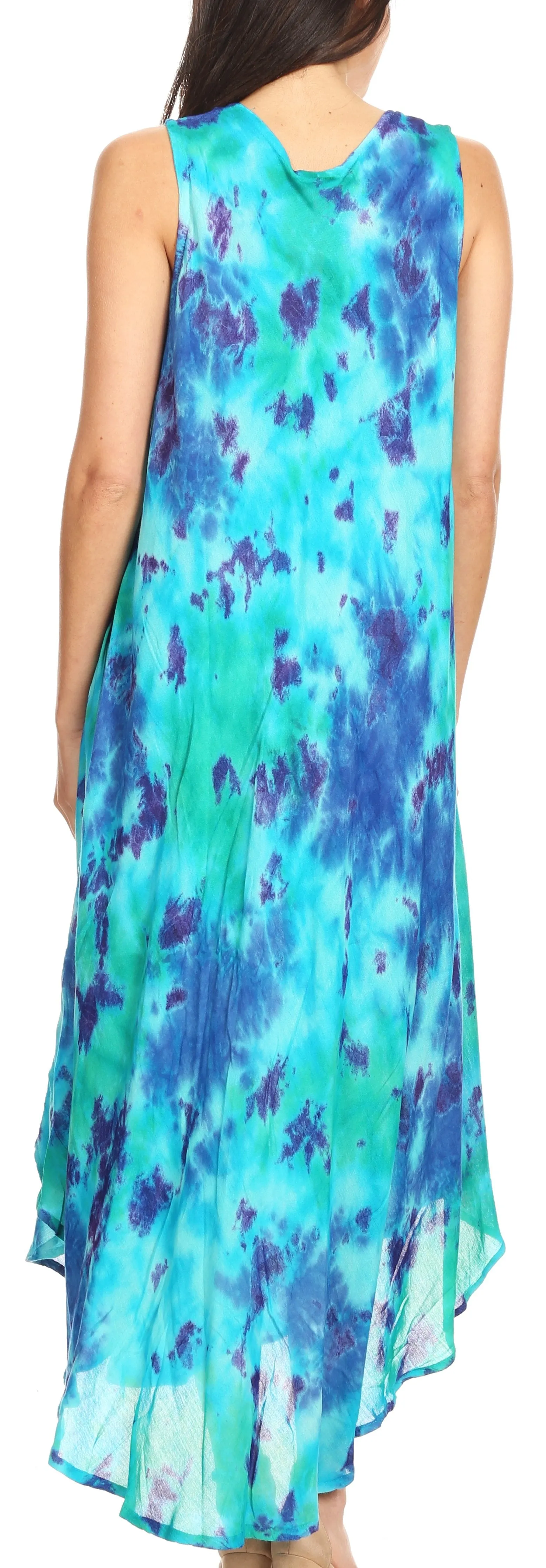 Sakkas Neja Women's Casual Maxi Summer Sleeveless Loose Fit Tie Dye Tank Dress