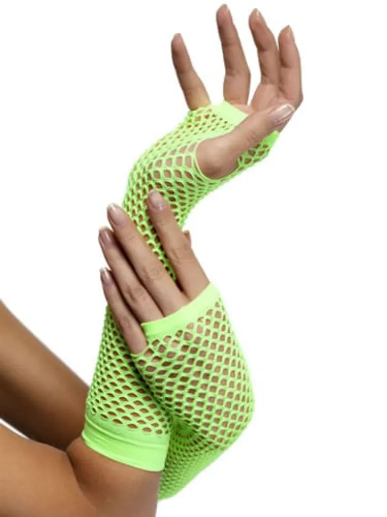 SALE - NEON LONG FINGERLESS FISHNET GLOVES