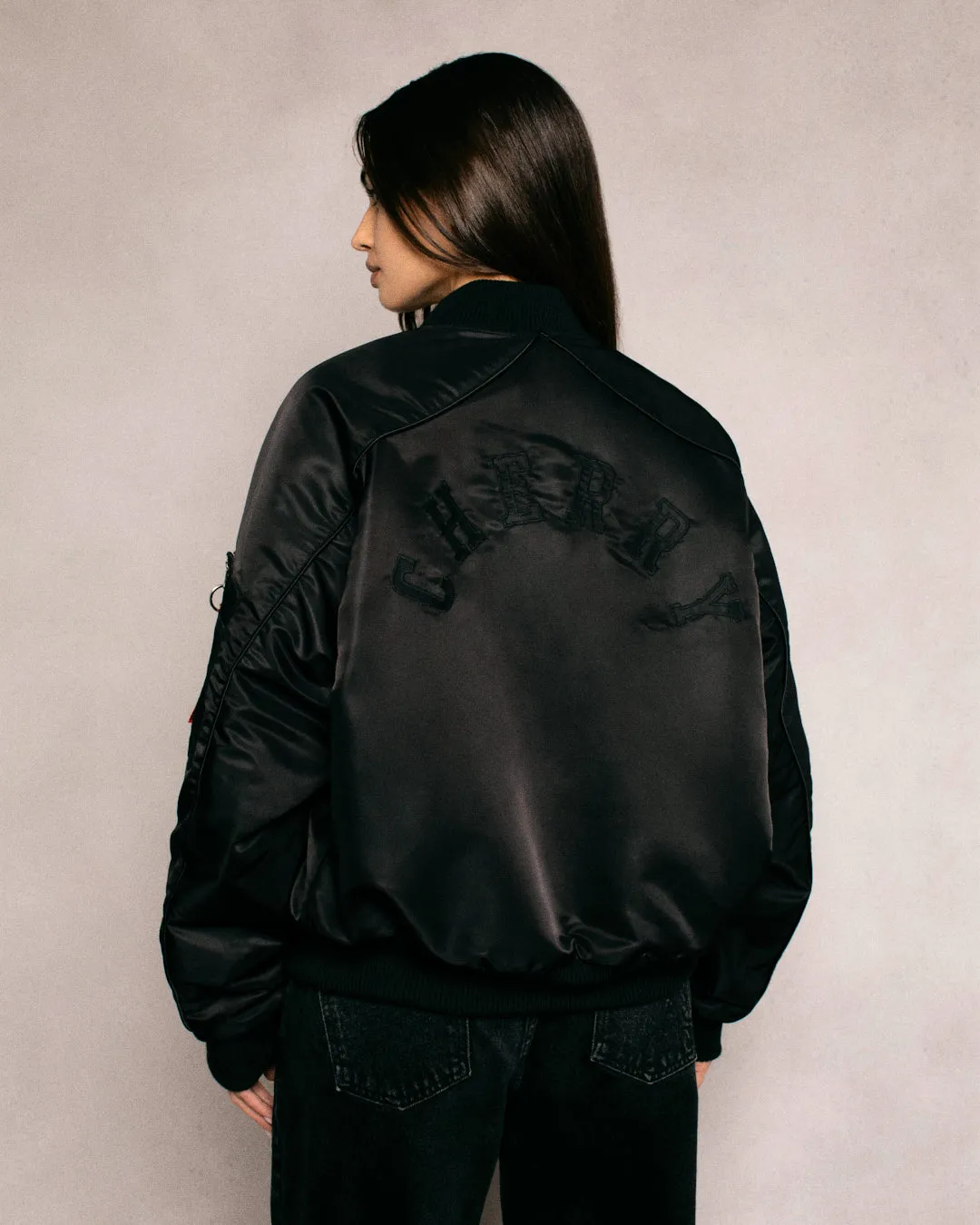 Satin Bomber Jacket (Black)