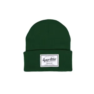 Script Patch Beanie in Forest Green