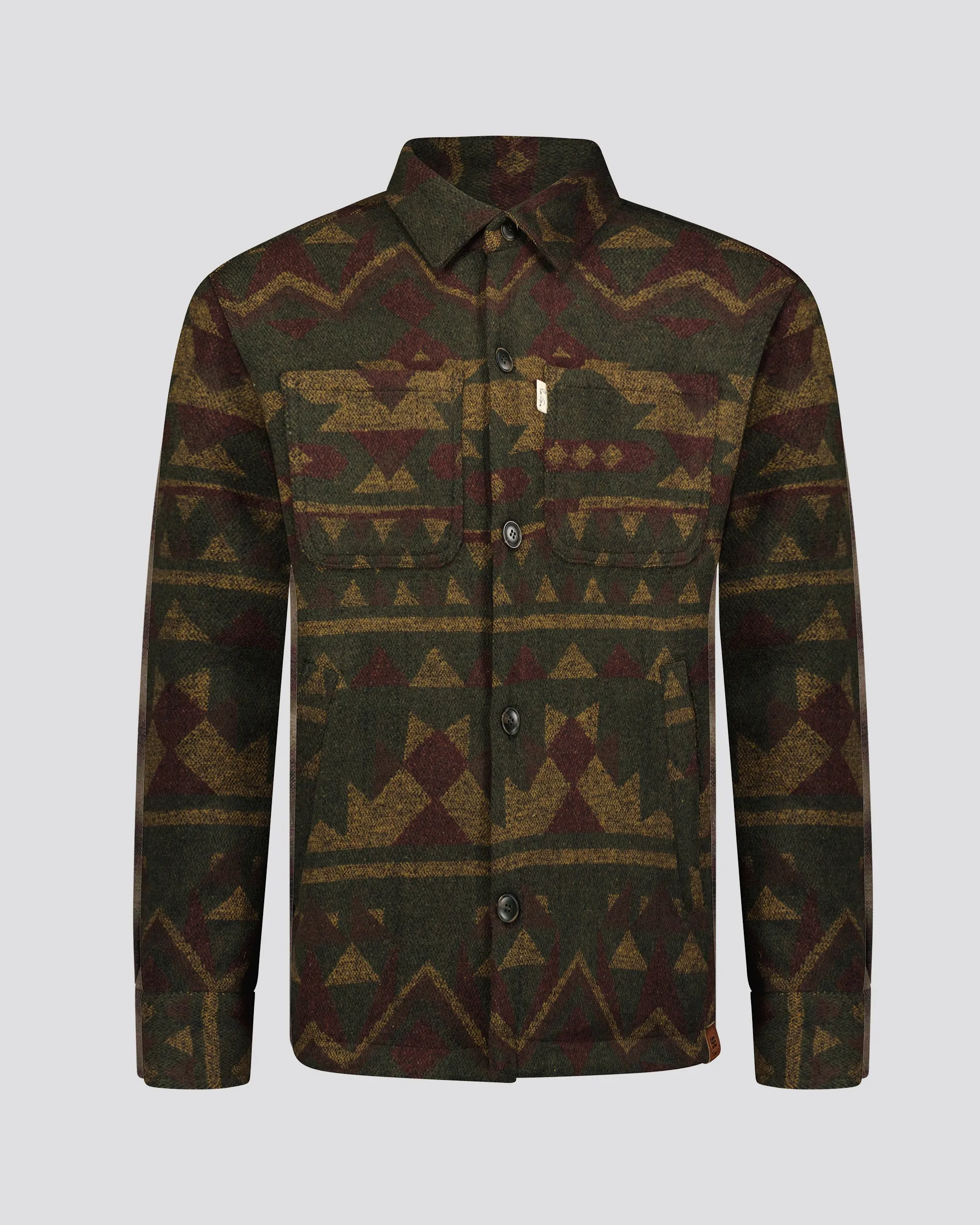 SG Quilted Aztec Shirt Jacket - Military Green   Mustard