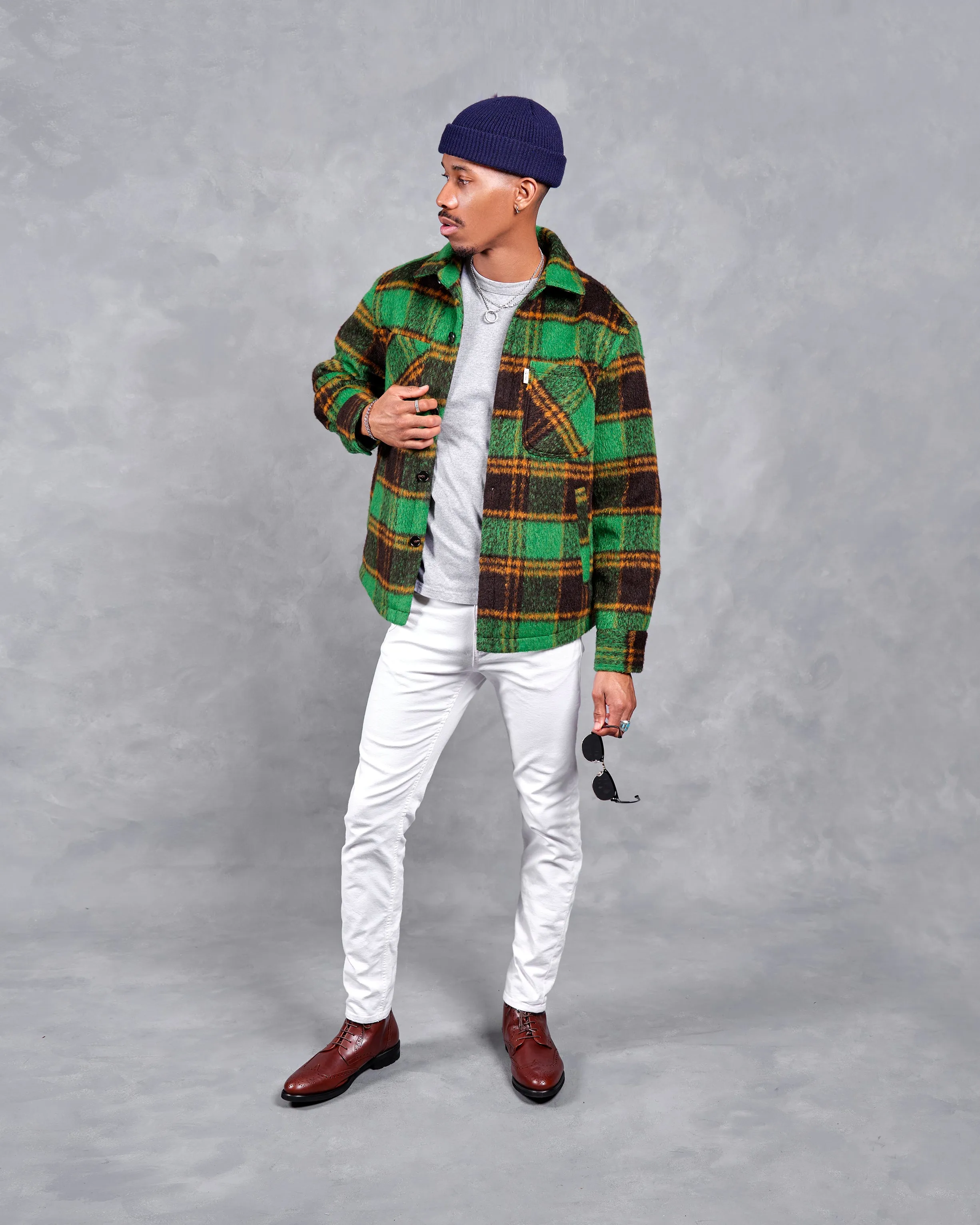 SG Quilted Shirt Jacket - Kiwi Plaid