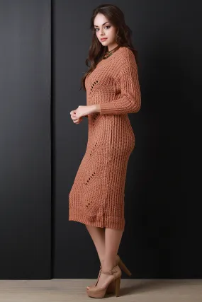 Shredded Spine Knitted Maxi Sweater