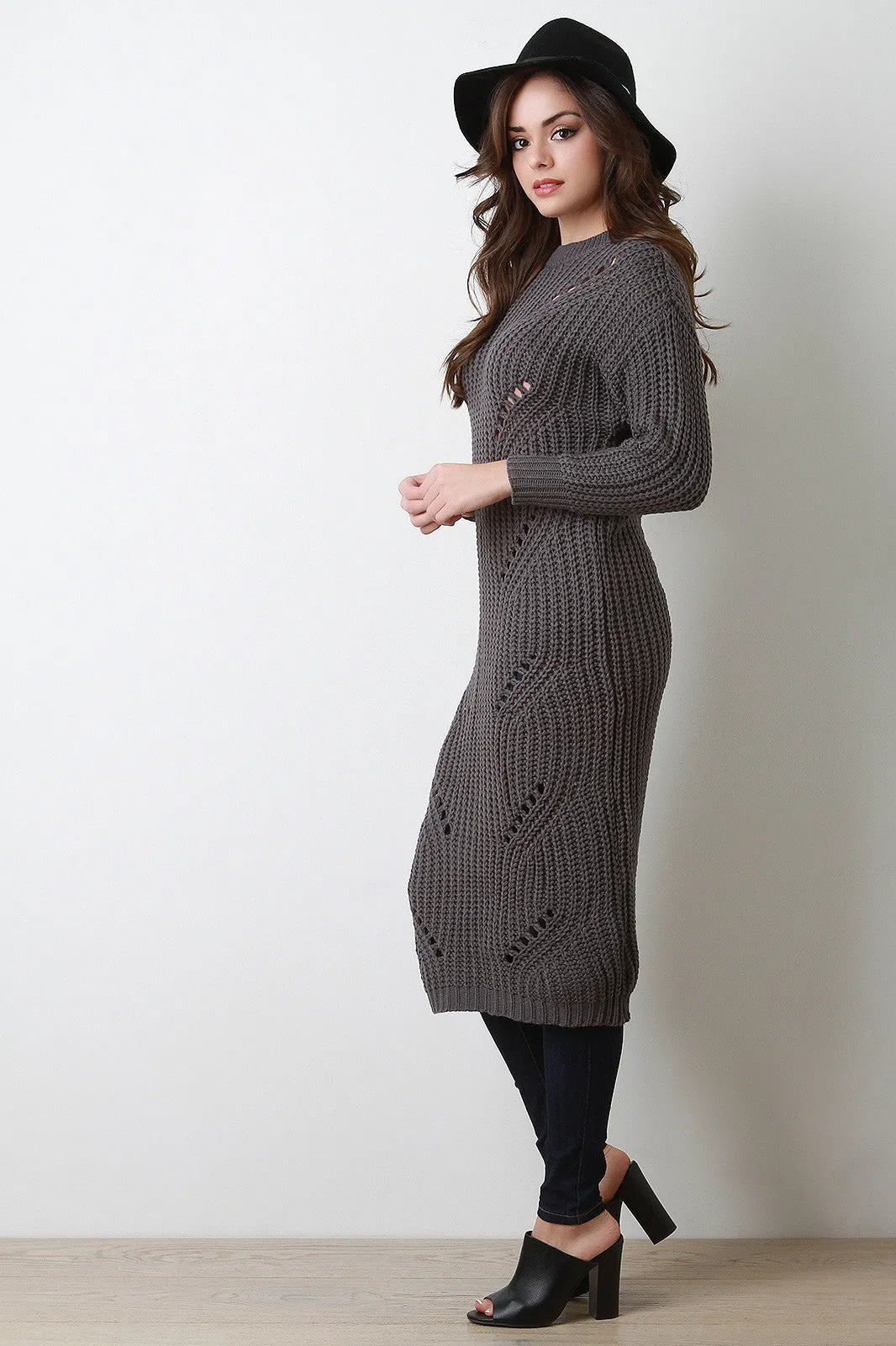 Shredded Spine Knitted Maxi Sweater