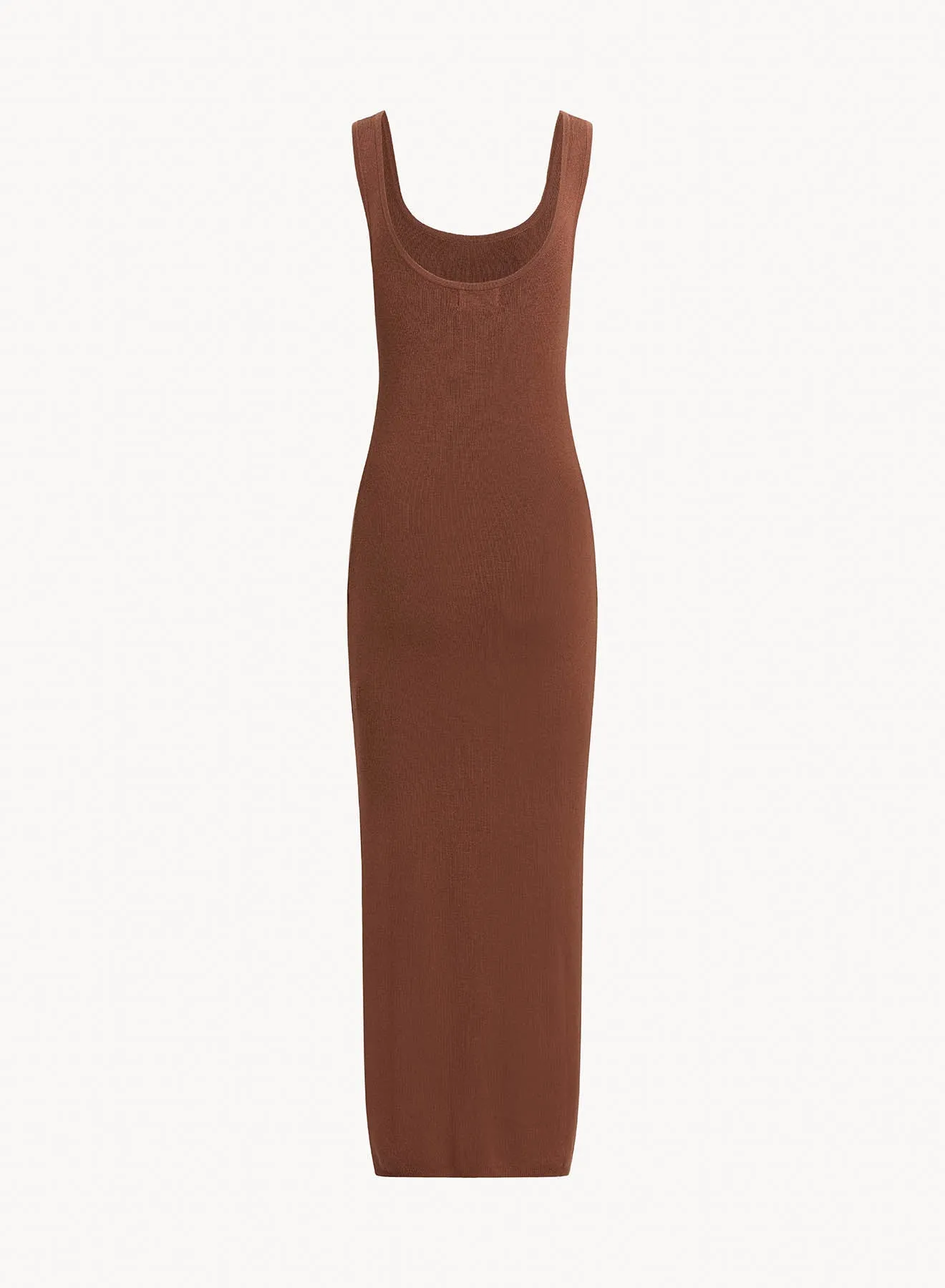 Sleeveless Midi Linen Jersey Dress - French Espresso