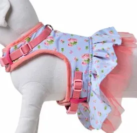 Spring Scent Inspired Floral Dog Harness Dress in Pastel Blue