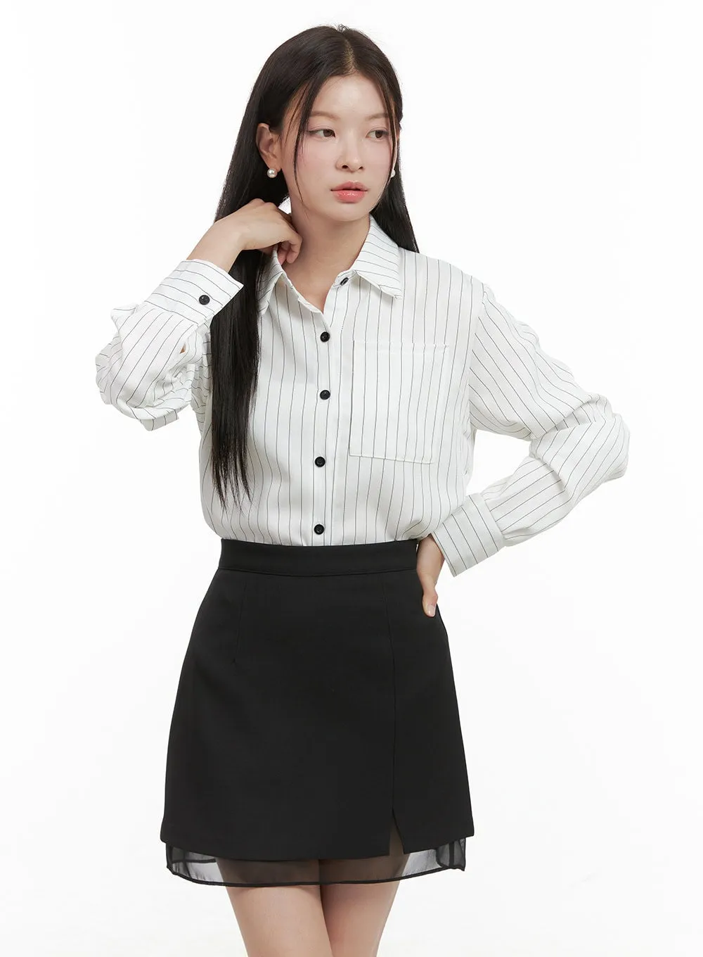 Stripe Buttoned Collar Shirt OG416