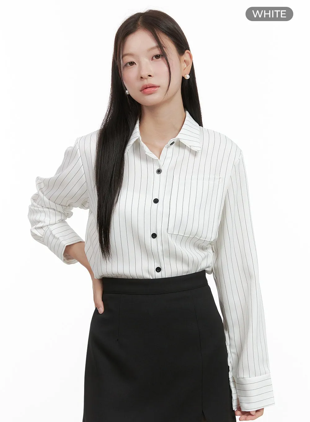 Stripe Buttoned Collar Shirt OG416