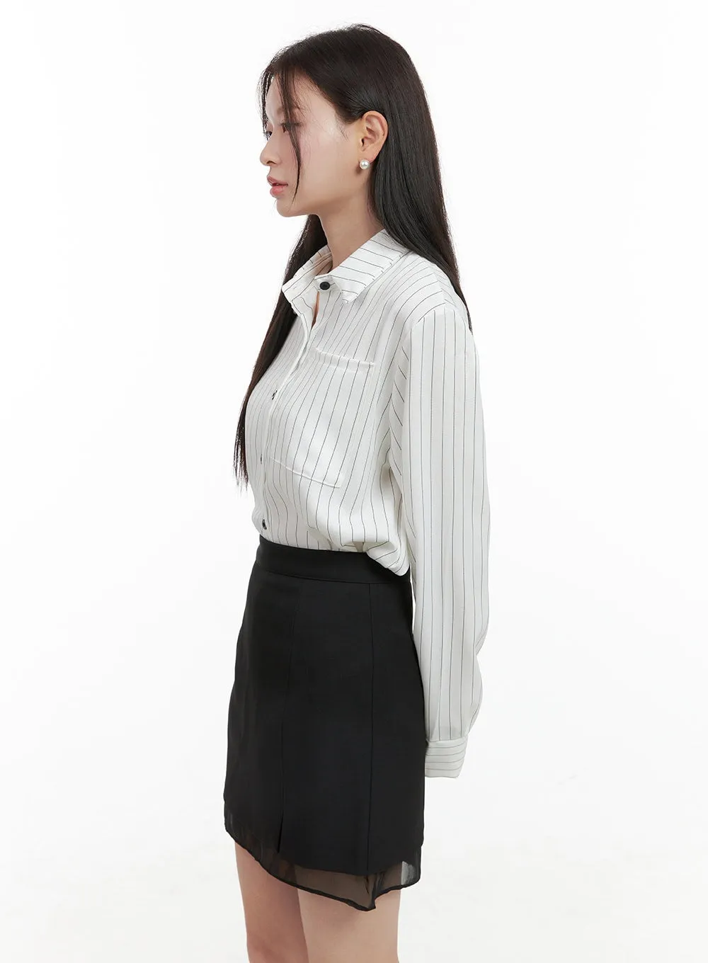 Stripe Buttoned Collar Shirt OG416