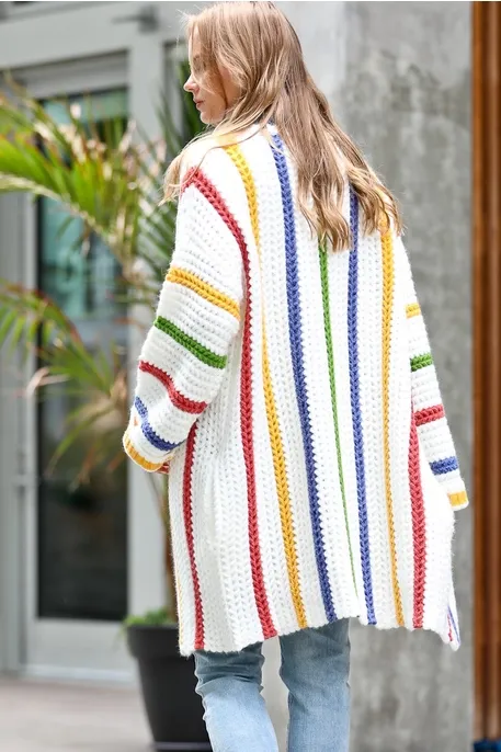 Stripe Chunky Cardigan