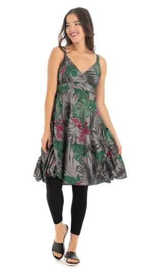 Swing Dress - grey tropical - cotton