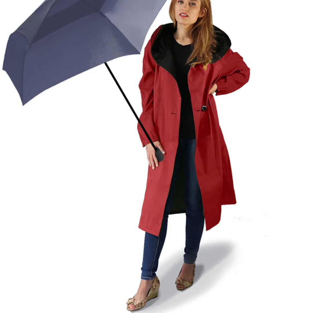 Tea Length Donatella Rain Coat - Red