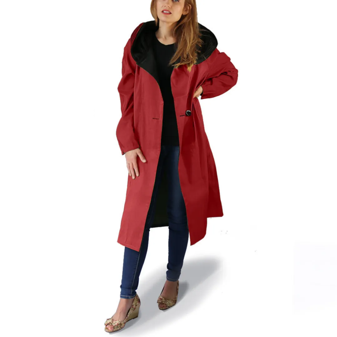 Tea Length Donatella Rain Coat - Red