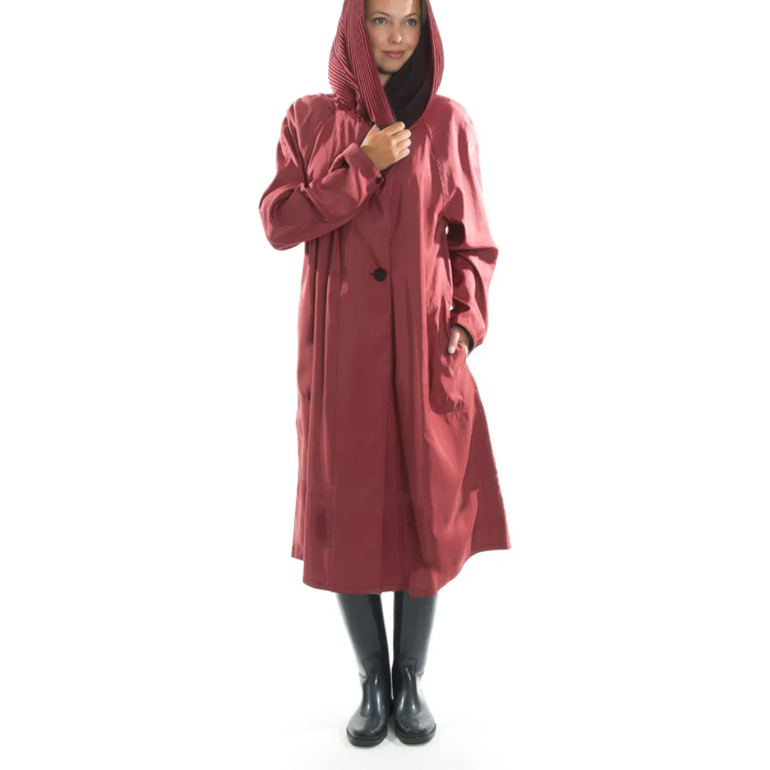 Tea Length Donatella Rain Coat - Red