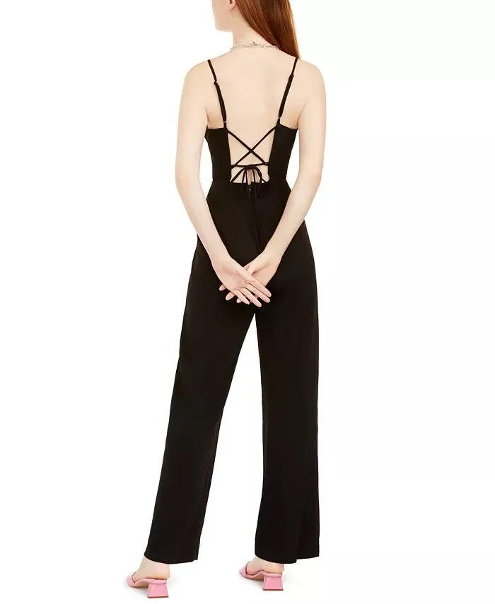 Teeze Me Women's Juniors' Lace-Back Jumpsuit Black Size 1