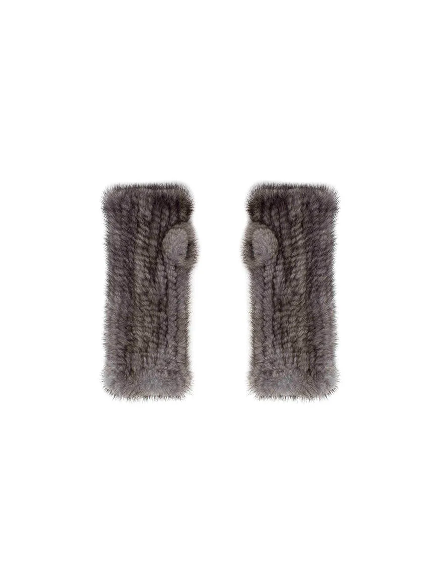 The Short Mink Knitted Fingerless Fur Gloves