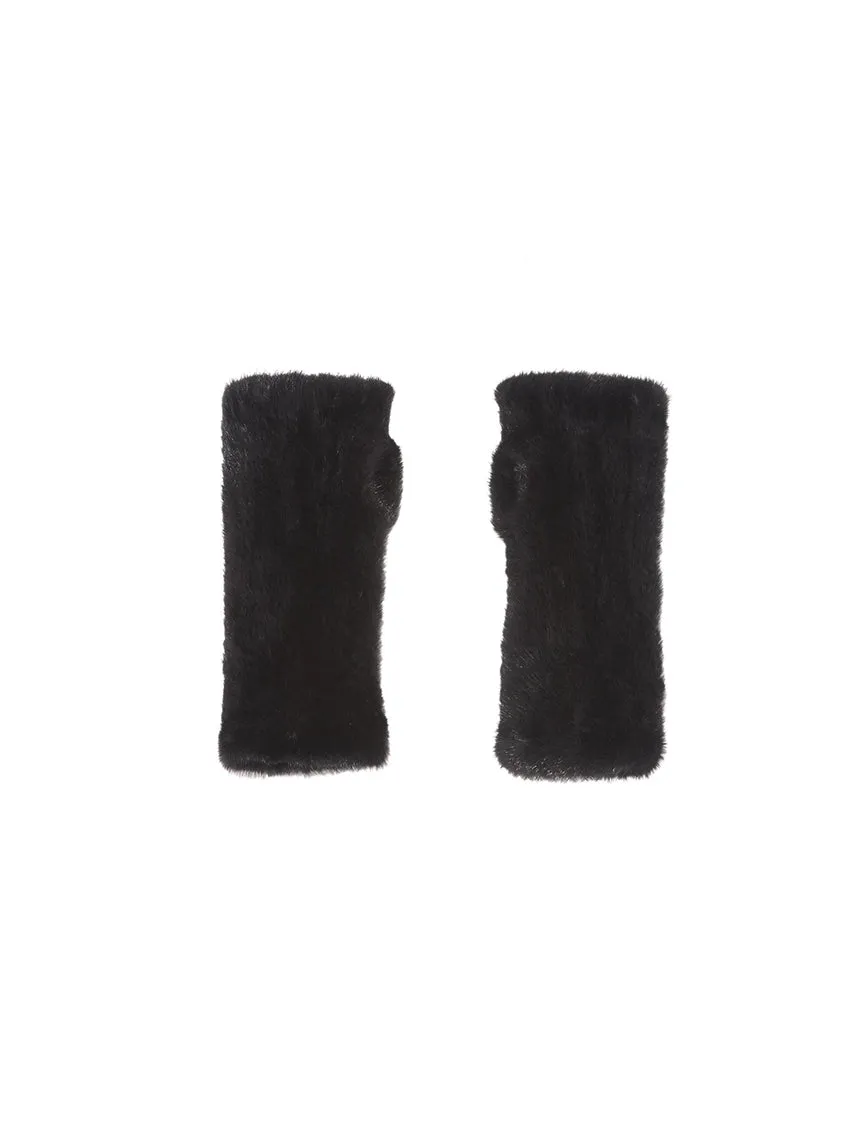 The Short Mink Knitted Fingerless Fur Gloves