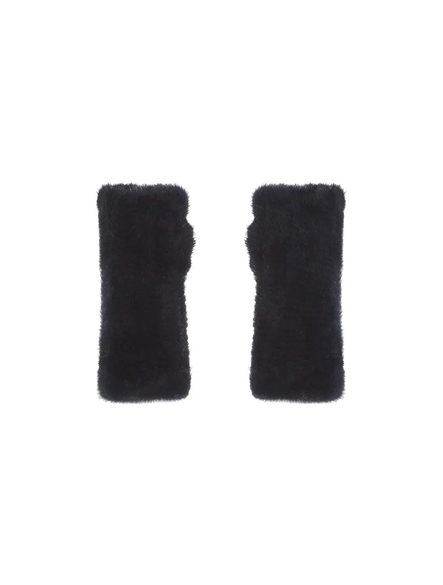 The Short Mink Knitted Fingerless Fur Gloves