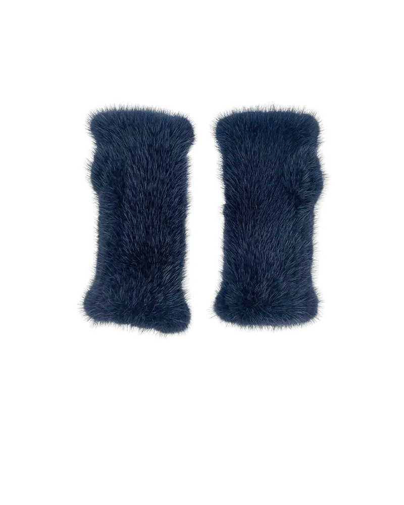 The Short Mink Knitted Fingerless Fur Gloves