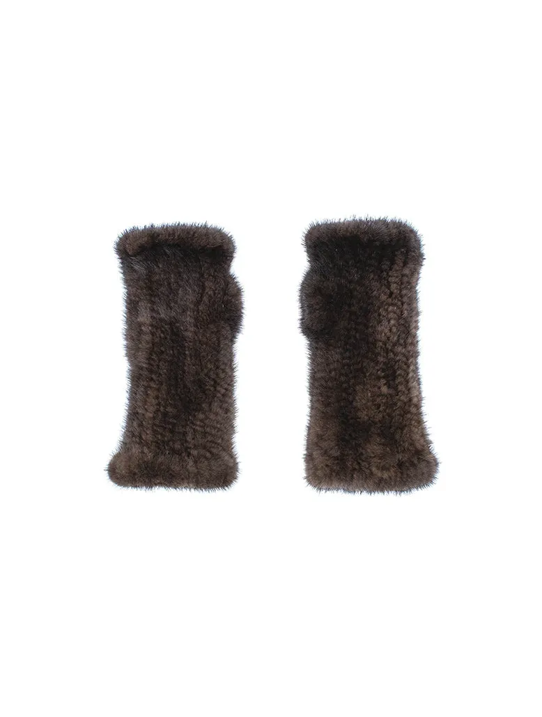 The Short Mink Knitted Fingerless Fur Gloves