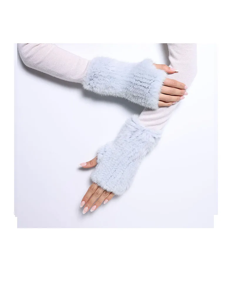 The Short Mink Knitted Fingerless Fur Gloves