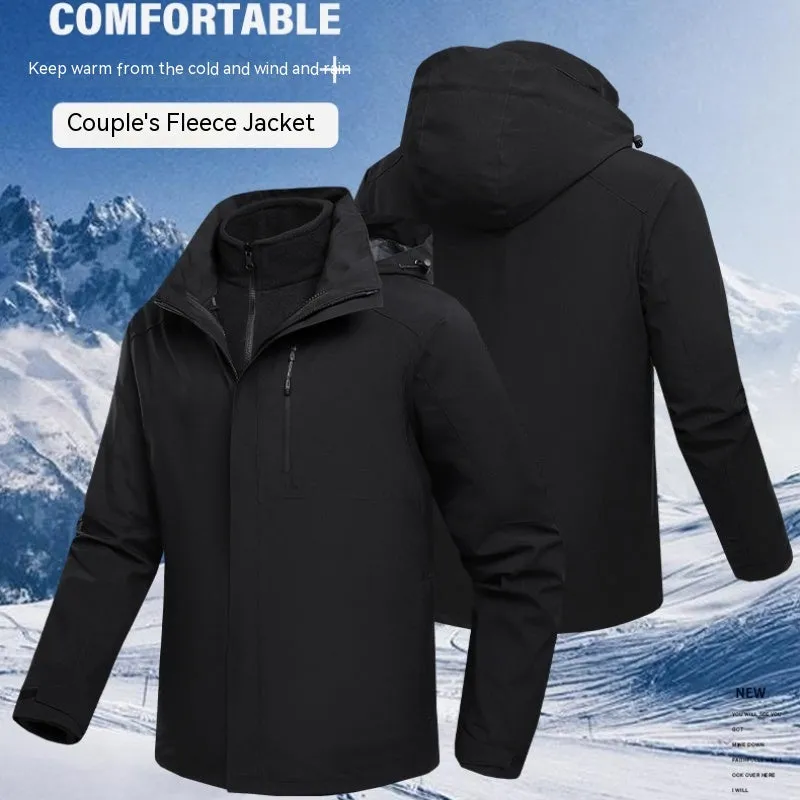 Three-in-one Waterproof Fleece-lined Thick Jacket