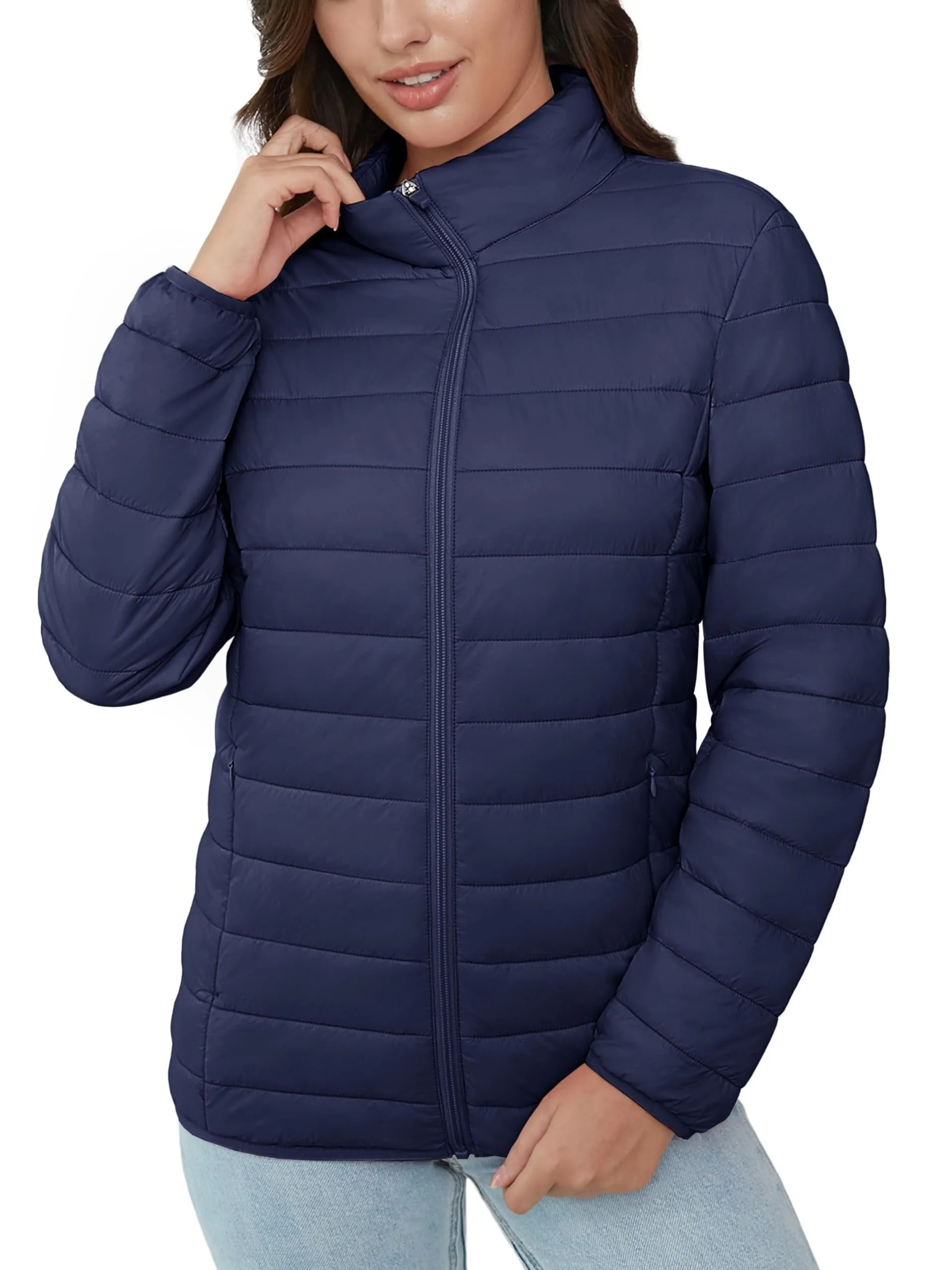 Ultra-Lightweight Quilted Puffer Coat - Fuss-Free Zip Up, Cozy Long Sleeves, Exceptional Warmth Retention - Ideal for Chilly Fall & Winter Days, Womens Casual Outerwear for Everyday Wear