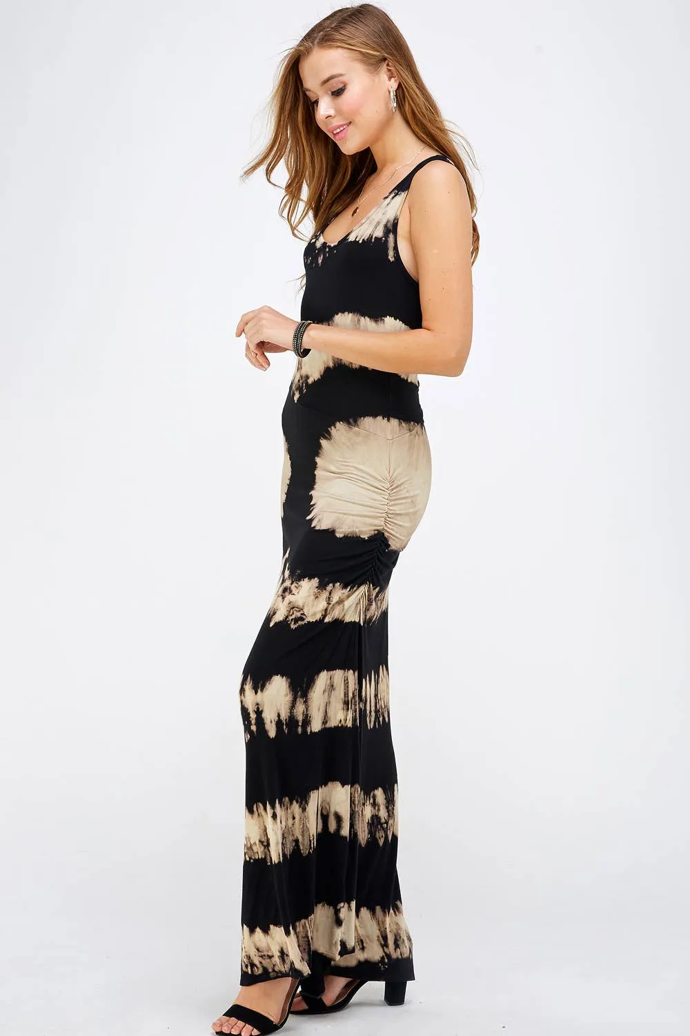 Urban X Black & Mocha Tie-Dye Maxi Dress