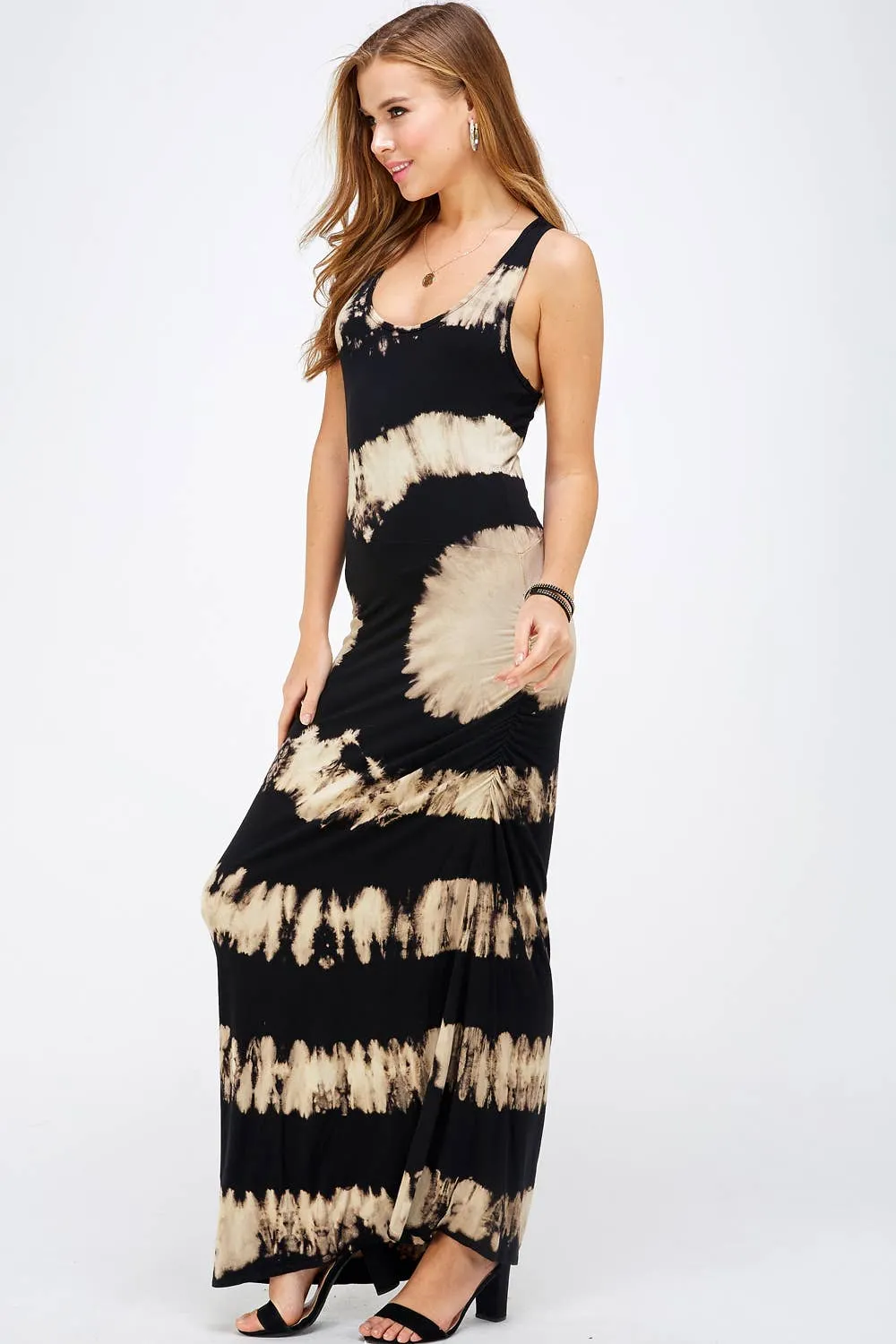 Urban X Black & Mocha Tie-Dye Maxi Dress