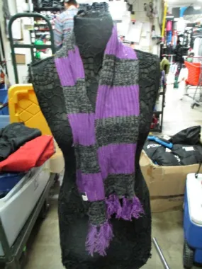 Used Purple and Black Knit Scarf