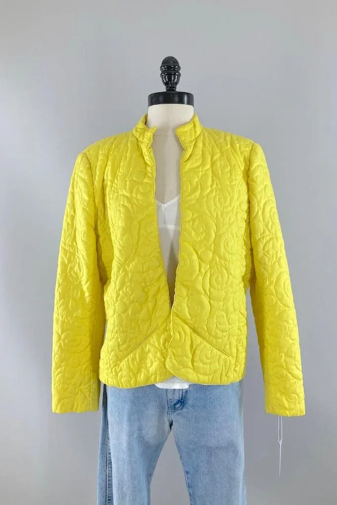 Vintage Saks Fifth Ave Yellow Quilted Jacket