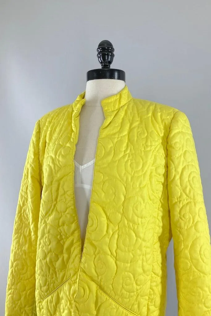 Vintage Saks Fifth Ave Yellow Quilted Jacket