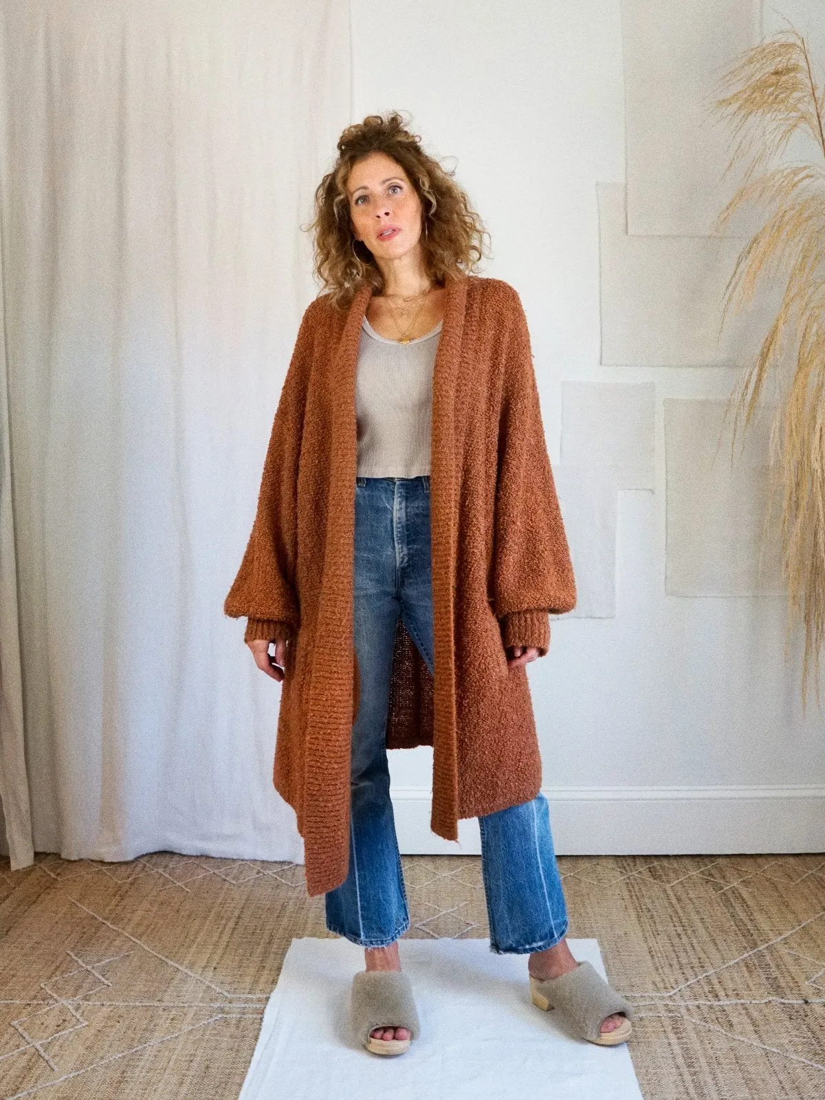 Vintage Sienna Boucle Long Sweater Coat