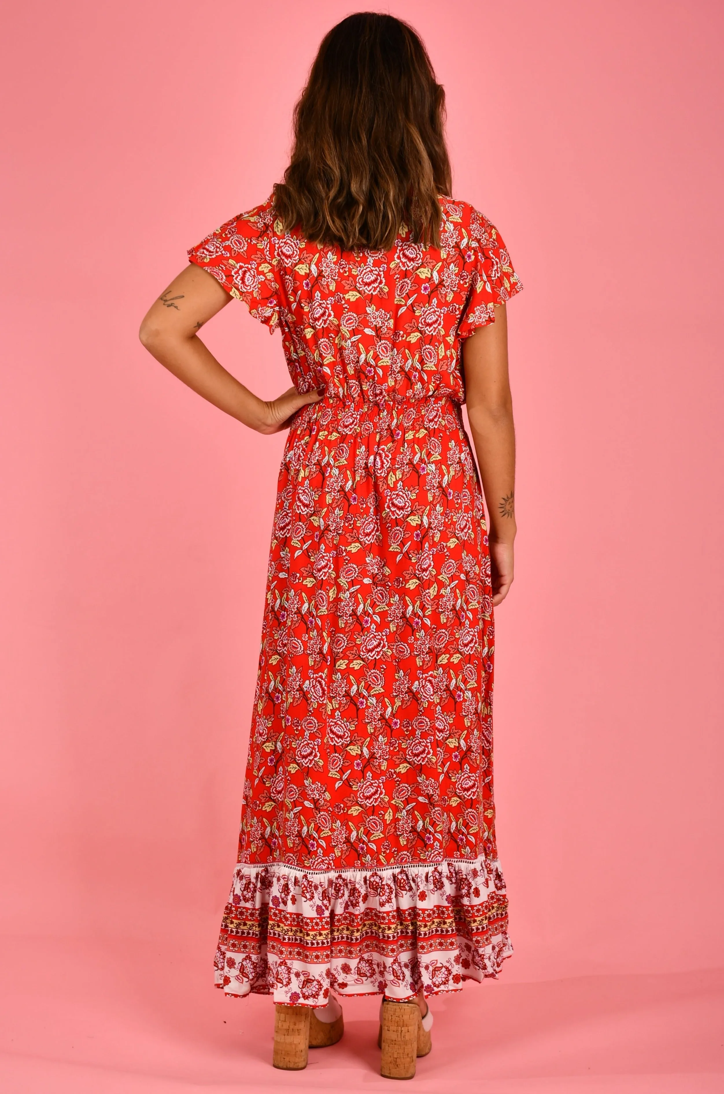 VJHD239 - GIGI MAXI DRESS - JINGLE BELL BLOOM RED